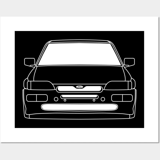 Ford Escort Cosworth White Outline Wall Art by kindacoolbutnotreally